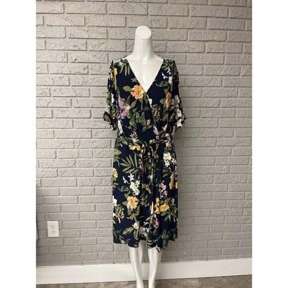 Roz & Ali Floral Surplice Neckline Dress Size 2XW - Picture 1 of 9